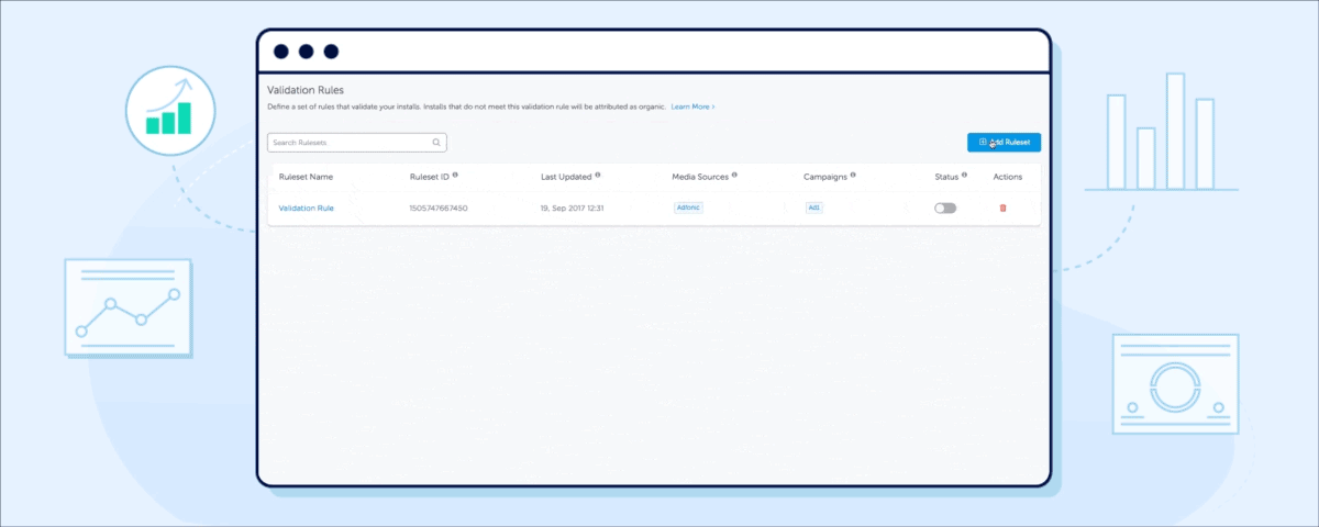 AppsFlyerの検証ルールの設定