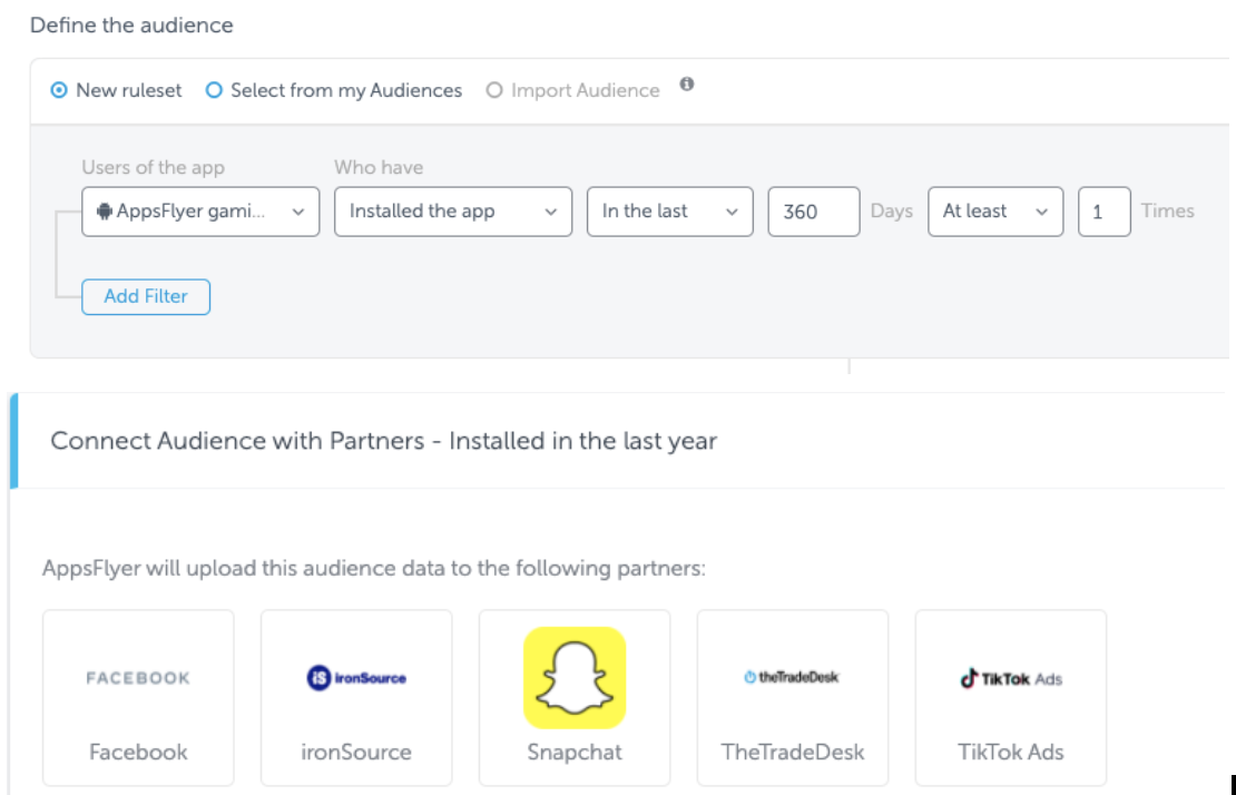 AppsFlyer's audience segmentation tool