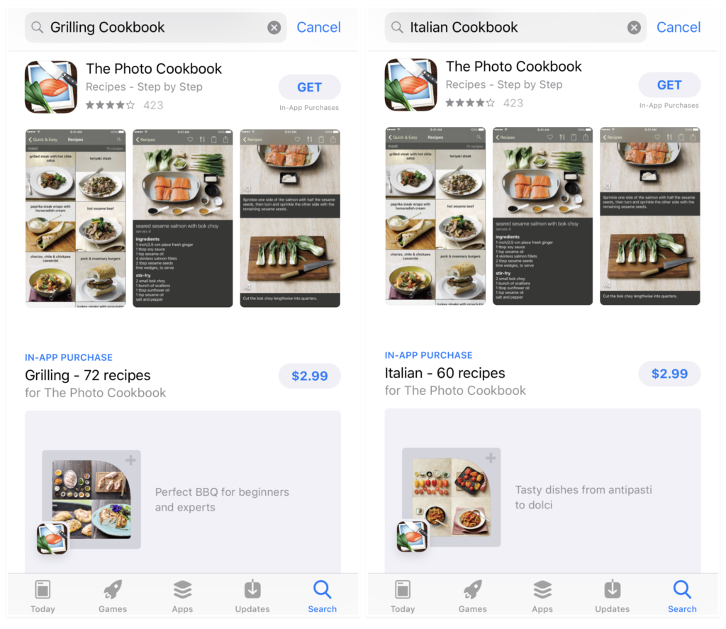 example app titles ASO