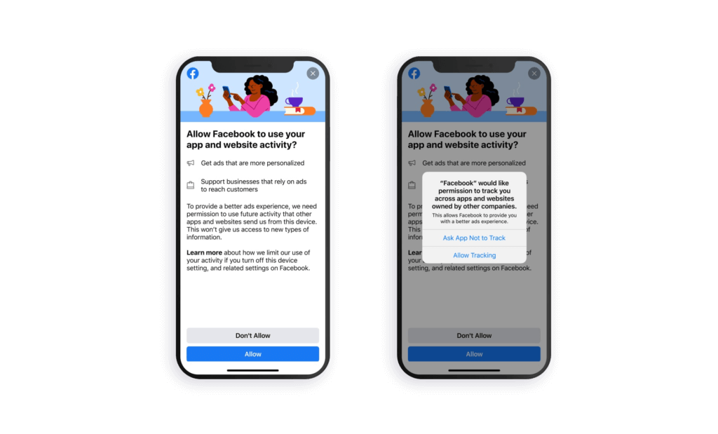 Mensaje de Facebook con ATT en iOS 14