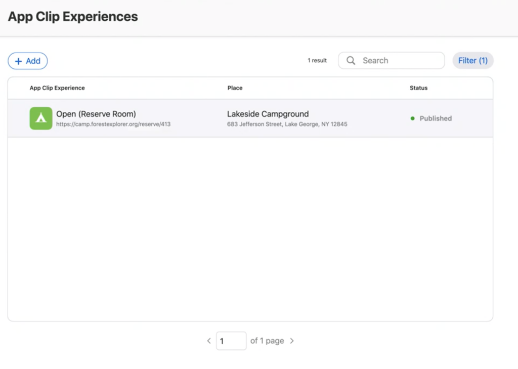 Tableau de bord des expériences de clip d'application