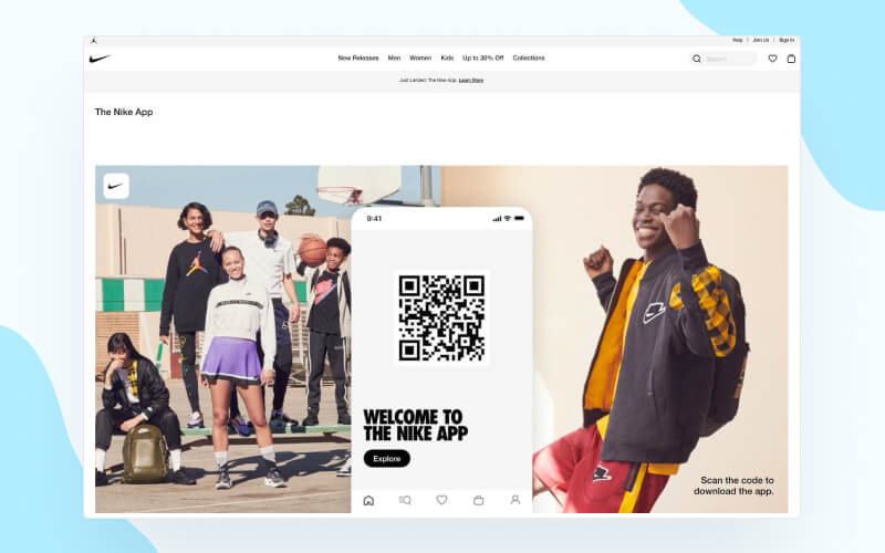 Nike app landing page example #1