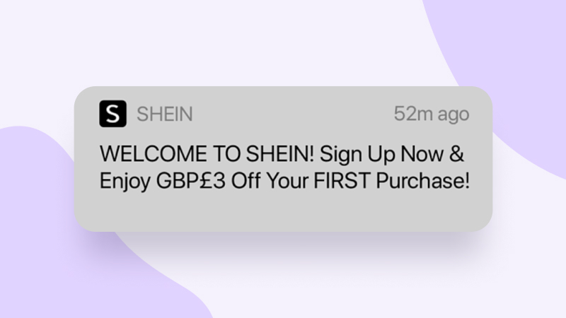 Onboarding de l'application Shein - push