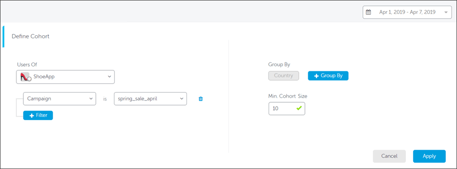 cohort example for shoe app