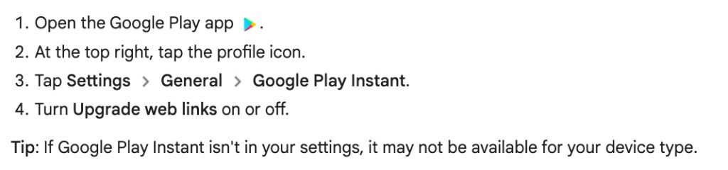 Google Play Instant - opt out