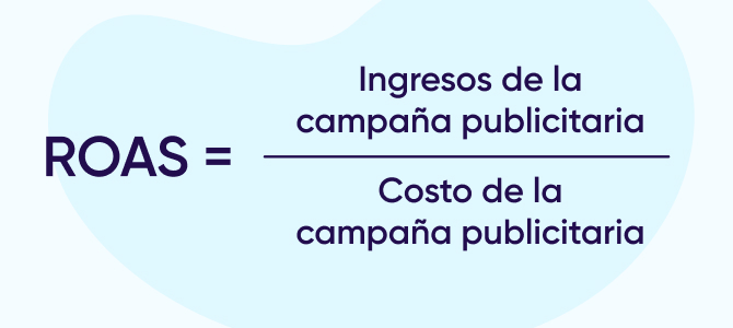 Fórmula ROAS Ingresos de la campaña publicitaria / Costo de la campaña publicitaria