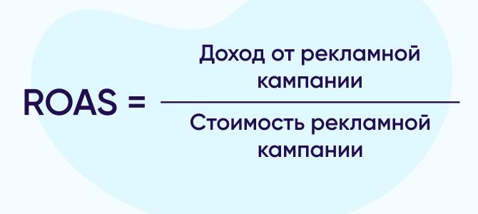 Формула ROAS = Доход от рекламной кампании / Стоимость рекламной кампании