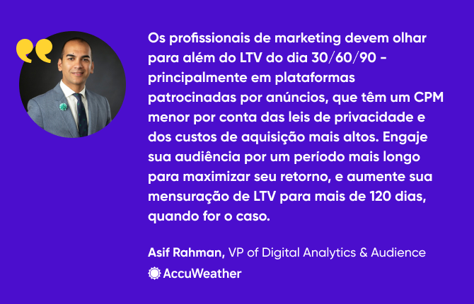 citação de Asif Rahman, VP de Digital Analytics & Audience, Accuweather