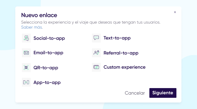 Dashboard de experiencias de deep linking