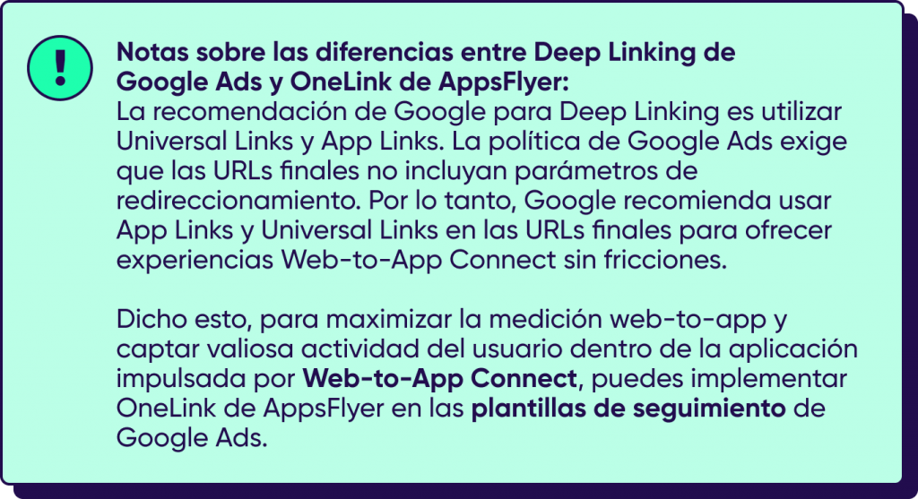 Notas sobre las diferencias entre Deep Linking de Google Ads y OneLink e AppsFlyer