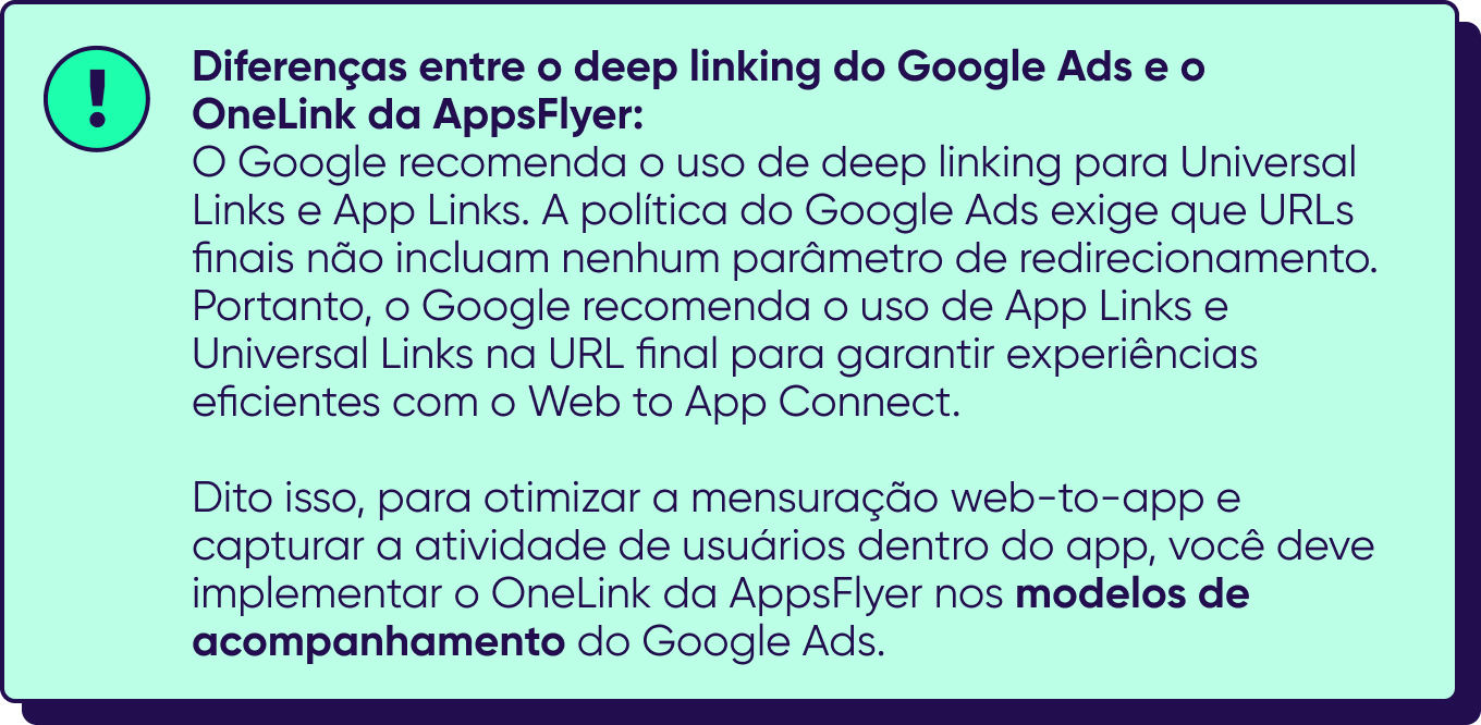 Diferenças entre o deep linking do Google Ads e o OneLink do AppsFlyer