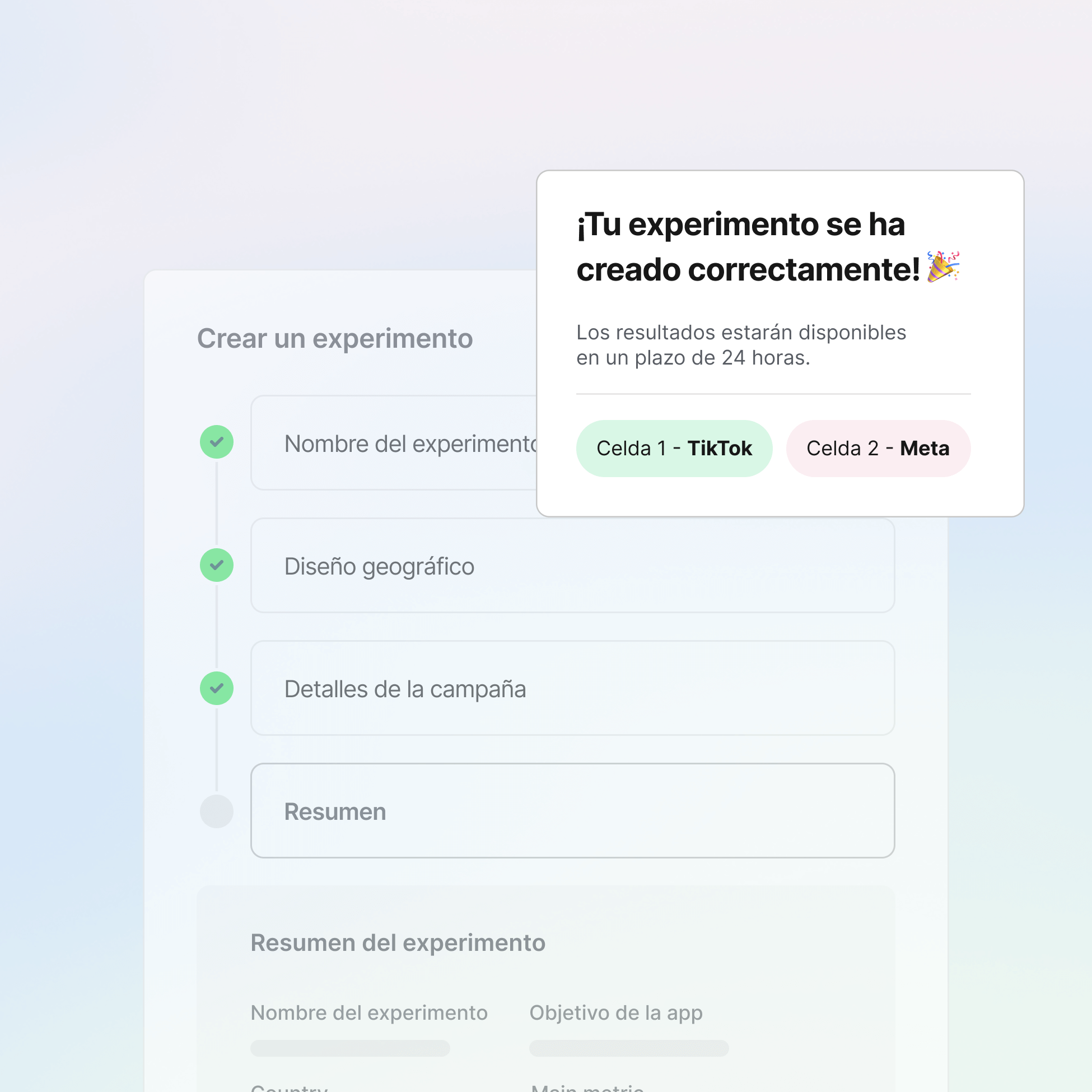 Ejecuta experimentos en minutos