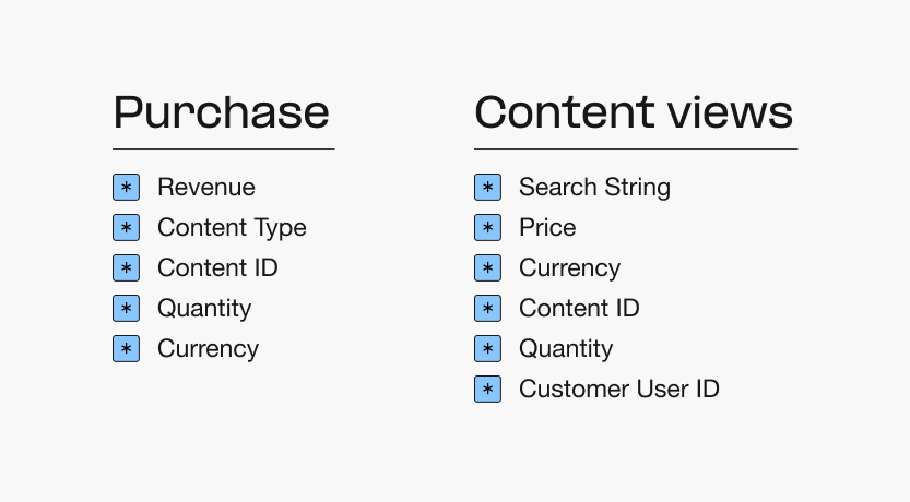Standard in-app events versus rich in-app events