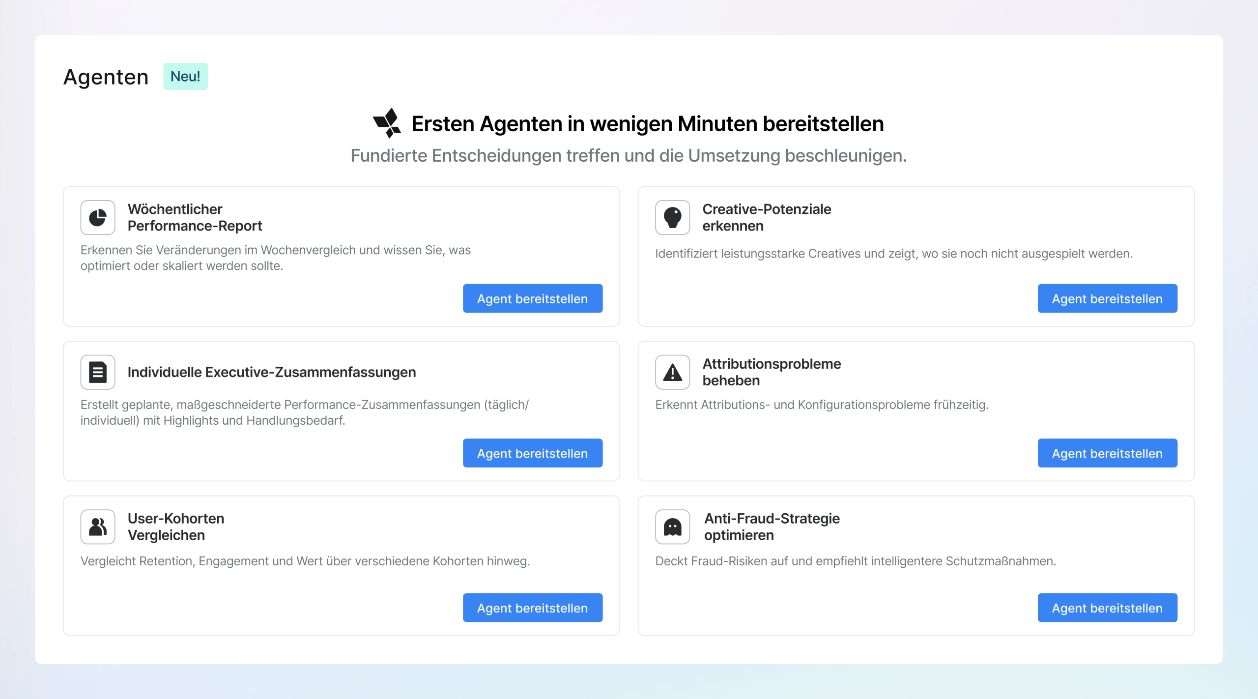 Ihr Agent ist bereits startklar – lassen Sie ihn einfach für sich arbeiten