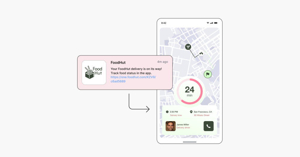 FoodHut text-to-app message