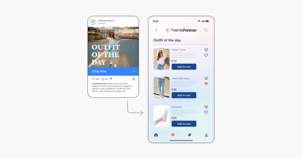 Alt text: Instagram ad showing social-to-app